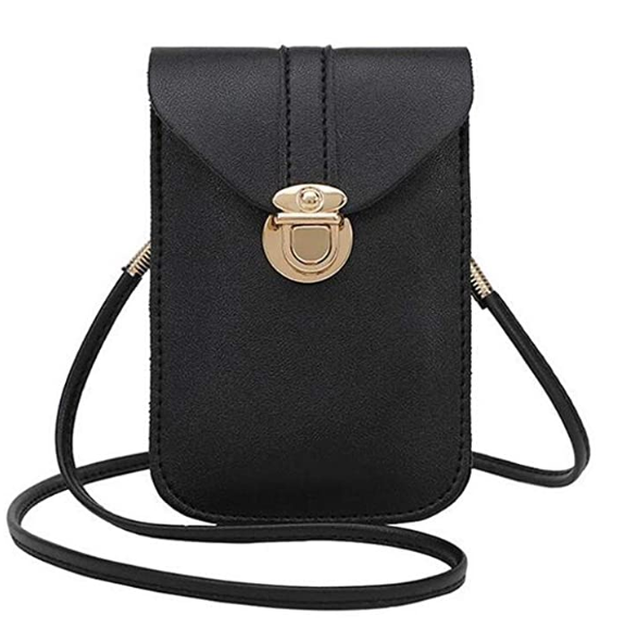 Fancy Touch Screen Waterproof Leather Crossbody Phone Bag (60% Discount Today) Black