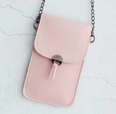 Fancy Touch Screen Waterproof Leather Crossbody Phone Bag (60% Discount Today) Light Pink