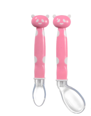 2Pcs Bendable Baby Spoon Fork Set Panda Pink