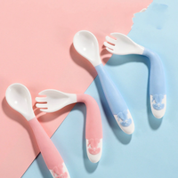 2Pcs Bendable Baby Spoon Fork Set