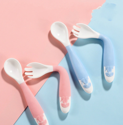 2Pcs Bendable Baby Spoon Fork Set