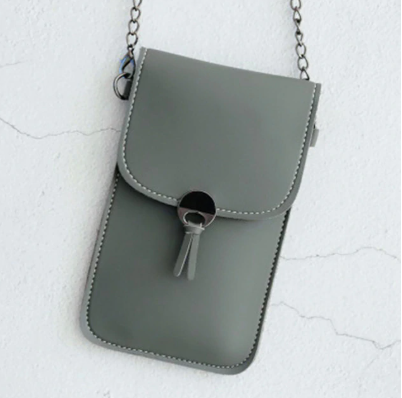 Fancy Touch Screen Waterproof Leather Crossbody Phone Bag (60% Discount Today) Light Grey
