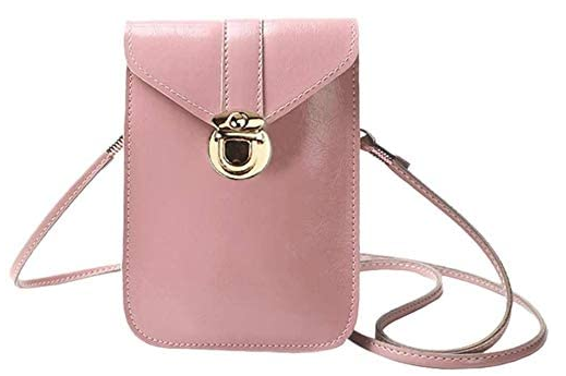 Fancy Touch Screen Waterproof Leather Crossbody Phone Bag (60% Discount Today) Pink