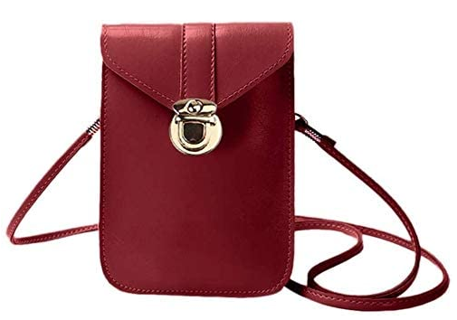 Fancy Touch Screen Waterproof Leather Crossbody Phone Bag (60% Discount Today) Wine Red