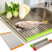 Roll Up Silicone Drying Rack L Green