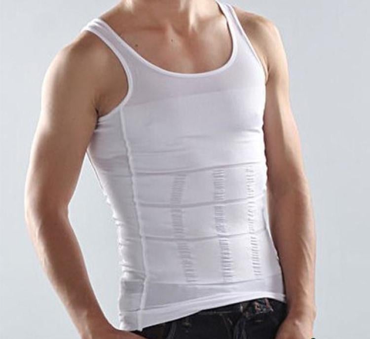 Mens Body Slimming Vest White / L